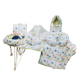 Fareto Baby Bedding Essentials 1 Nest,1 Net Bed,1 Carry Bed,1 Bolster Set,1 Carry Bag,1 Portable Bed,1 Feeding Pillow,1 Blanket (0-6 M)(Good Night Blue)-picture-26