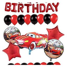 Bubble Trouble Car Foil Balloon Set With Happy Birthday Baloons /"Lightning Mcqueen" Theme Birthday Party Pack Of 68 / Balloon Bouquet/Kids Inflatable Toys Balloon (Set Of 68 Red Black)-picture-4