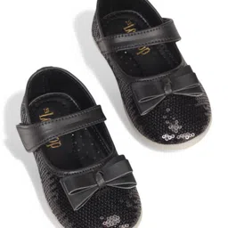 Lil Lollipop Bow Applique Detailed Sequins Embellished Mary Jane Ballerinas - Black-image-42