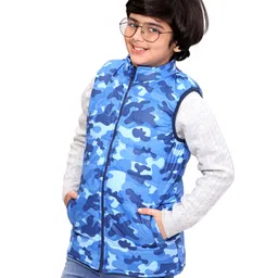 Pine Kids Light Winter Sleeveless Reversible Padded Camouflage Jacket - Light & Dark Blue image 2