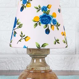 Devansh Multicolor cotton Natural Wood Table Lamp image 2