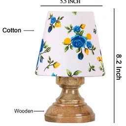Devansh Multicolor cotton Natural Wood Table Lamp image 3