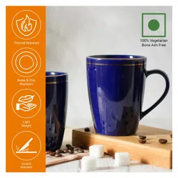 Femora Black Set Of 6 Gold Series Ceramic Coffee Mug - 360 ml image 3