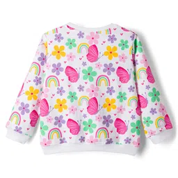 Babyhug Cotton Knit Full Sleeves Sweatshirts With Floral & Butterfly Graphics Pack of 2 - Navy Blue & White image 3