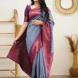 Areca Designer Woven Design Zari Pure Silk Banarasi Saree-image-6
