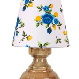 Devansh Multicolor cotton Natural Wood Table Lamp image 4