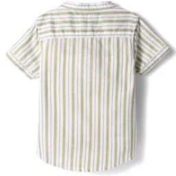 Babyhug Cotton Knit Half Sleeves Shirt and Shorts Set With Stripes & Pockets - Olive Green image 3