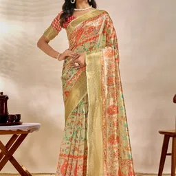 Mufa Paisley Printed Mysore Silk Saree with Blouse Piece-picture-38