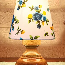 Devansh Multicolor cotton Natural Wood Table Lamp image 5
