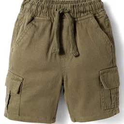 Babyhug Cotton Knit Half Sleeves Shirt and Shorts Set With Stripes & Pockets - Olive Green image 4