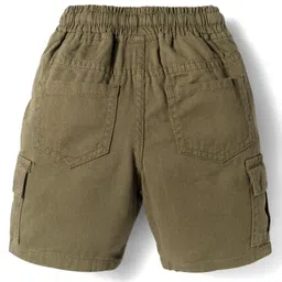 Babyhug Cotton Knit Half Sleeves Shirt and Shorts Set With Stripes & Pockets - Olive Green image 5