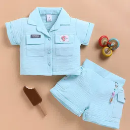 KIDZELLO Girls Short Sleeves Pure Cotton Shirt With Shorts-picture-19