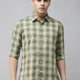 Van Heusen Pure Cotton Slim Fit Checked Casual Shirt-picture-18