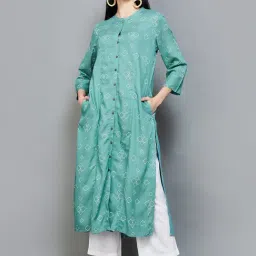 Melange by Lifestyle Blue Printed Straight Kurta-image-19