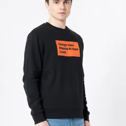 Red Tape Black Regular Fit Graphic Sweatshirt image 3