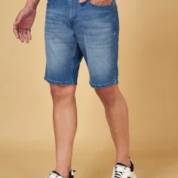 SF Jeans by Pantaloons Mid Blue Regular Fit Denim Shorts image 3