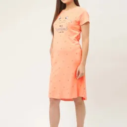 Sweet Dreams Peach Cotton Printed Short Nighty image 3