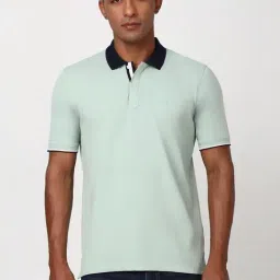 Peter England Casuals Green Cotton Regular Fit Polo T-Shirt-picture-12