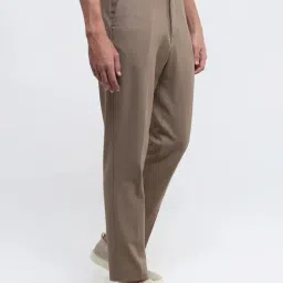 Rare Rabbit Beige Relaxed Fit Solid Trousers image 3