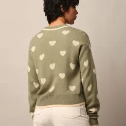 Only Sage Green Self design Pullover image 3