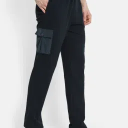 Octave Navy Blue Cotton Regular Fit Trackpants image 4