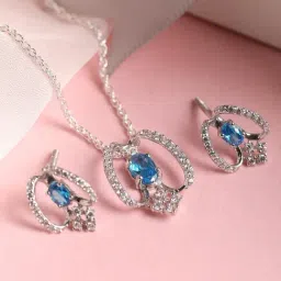 Clara 92.5 Sterling Silver Stella Pendant & Earring Set for Women-picture-18