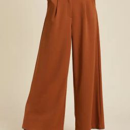 Label Ritu Kumar Brown Relaxed Fit Mid Rise Pleated Pants-picture-16