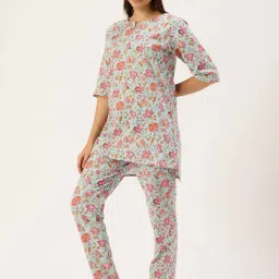 Clt.S Blue Cotton Regular Fit Printed Pyjamas Set image 3