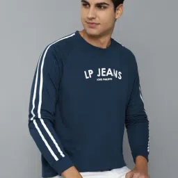 Louis Philippe Jeans Blue Regular Fit Printed Sweatshirt-image-5