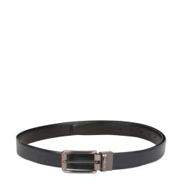 Louis Philippe Black Leather Solid Reversible Belt for Men-picture-27