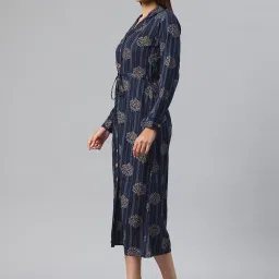 Cottinfab Blue Printed A Line Dress image 3