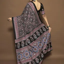 Saree Mall Black Silk Self Saree with Blouse Piece image 3