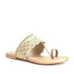 Scentra Women's Golden Toe Ring Sandals-image-25