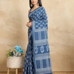 SHANVIKA Blue Pure Cotton Printed Saare image 3