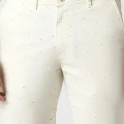 Peter England Cream Cotton Regular Fit Printed Shorts image 3