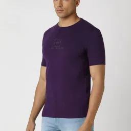 Van Heusen Purple Cotton Slim Fit Printed T-Shirt image 3