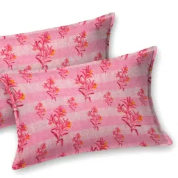 Living Roots Printed Pink 240 TC Cotton Bedsheet with 2 Pillow Covers image 3