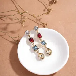 Accessorize London Mixed Gem Long Drop Dangler Earrings-picture-46