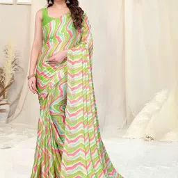 MIRCHI FASHION Leheriya Poly Chiffon Ready to Wear Saree-image-67