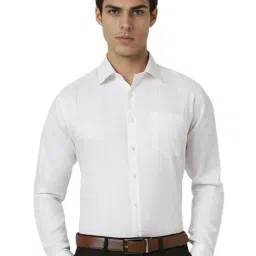 Van Heusen White Cotton Slim Fit Checks Shirt image 1