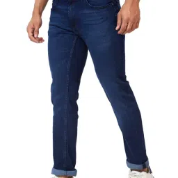 Spykar Blue Regular Fit Lightly Washed Jeans image 3