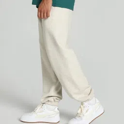 Puma Mmq Beige Cotton Relaxed Fit Solid Joggers image 3