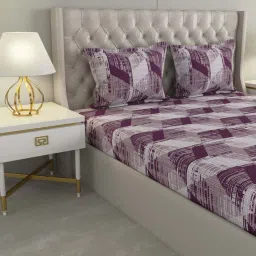 Raymond Home Shubham Purple 120 TC Cotton King Bedsheet with 2 Pillow Covers image 3