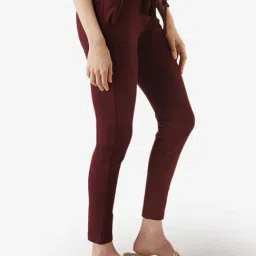 Mode by Red Tape Wine Regular Fit Jeggings With Belt image 3