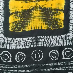 Unnati Silks Yellow & Green Cotton Printed Saree With Unstitched Blouse image 3