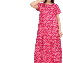 AAKARSHANA CREATION Multi Pure Cotton Maxi Printed Nightdress image 4