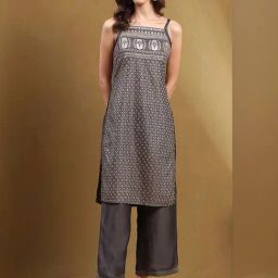 Biba Grey Printed Straight Kurta-picture-32