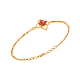 P.C. Chandra Jewellers 22k Yellow Gold Floral Designed Red Stone Bracelet for Women & Girls-picture-25