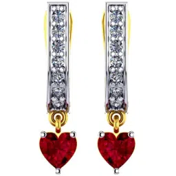 p.c. chandra jewellers BIS Hallmarked 22k Yellow Gold U-shaped Hoop Earrings with A Mini Heart Drop for Women & Girls-picture-21