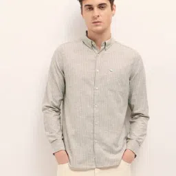 The Bear House Beige Cotton Slim Fit Striped Shirt-picture-27